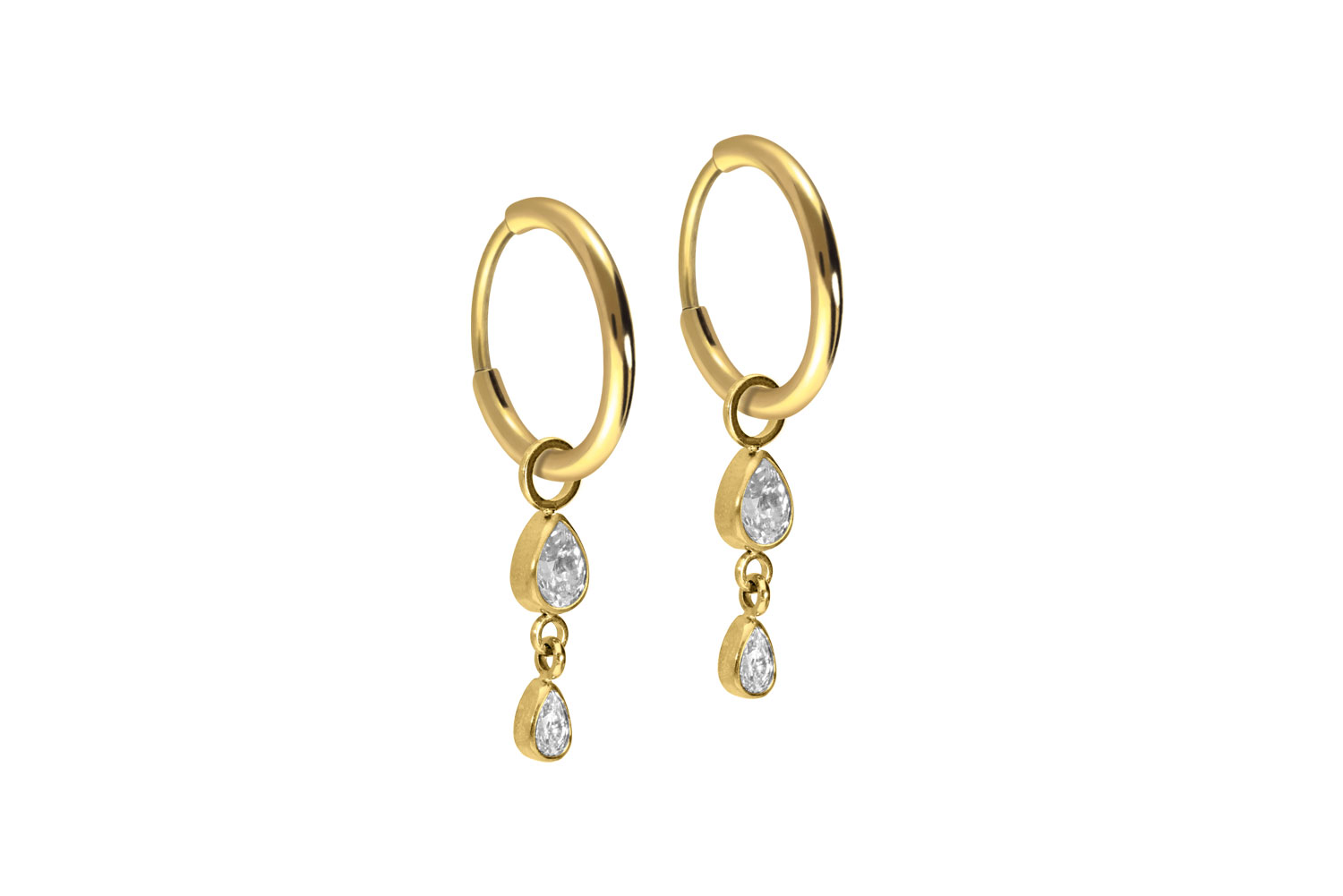 Titan Ohrclicker Creolen 2 KRISTALLTROPFEN von Piercingline